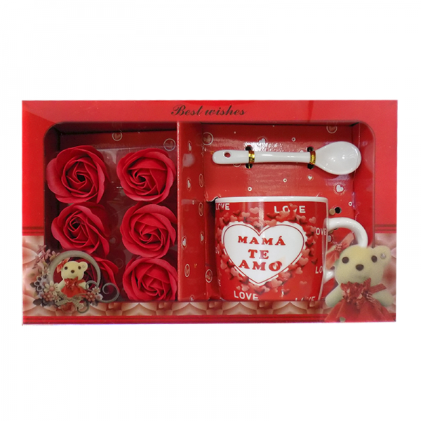 MI0240 - Taza Día de la Madre en Caja con Rosas