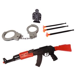 JG0360 - OFERTA - Metralleta con dardos, esposas y tiro al blanco - 45 cm