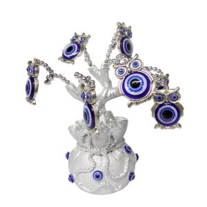 MA2071 – Árbol místico plateado - Ojo turco, abundancia y buhos