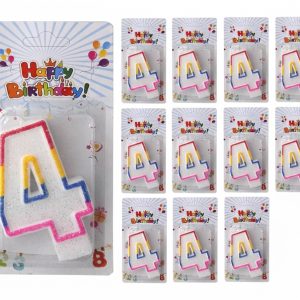 MA0427-4 - Vela número 4 x 12 multicolor con brillo