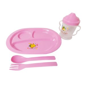 HU0567 - Set platito, vaso y cubiertos de plástico