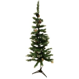 KA0801 - Árbol de navidad con puntas blancas y piñas 120 cm 110 ramas